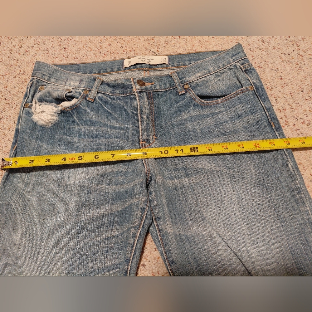 Women's Distressed Blue Jeans Straigth Leg Abercrombie Y2k Vintage Model ERIN - Picture 9 of 13